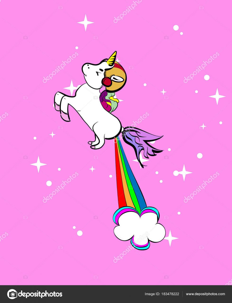 depositphotos 183478222 stock illustration cute fat unicorn farting rainbow