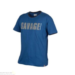Savage Gear Simple Savage kék színű horgászpóló (L)