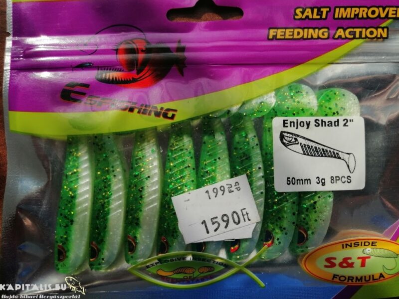Esfishing Enjoy shad 50mm gumihal zöld szürke vegyes flitterrel