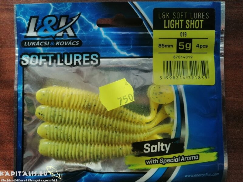 LK Soft Lures LIGHT SHOT 85mm sárgás zöld fekete flitterrel